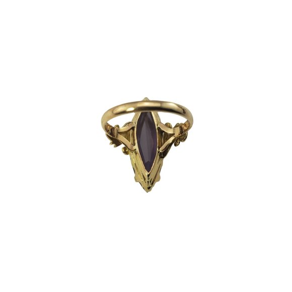 Vintage 14 Karat Yellow Gold Simulated Amethyst Ring Size 7 #12086 - Picture 5 of 8